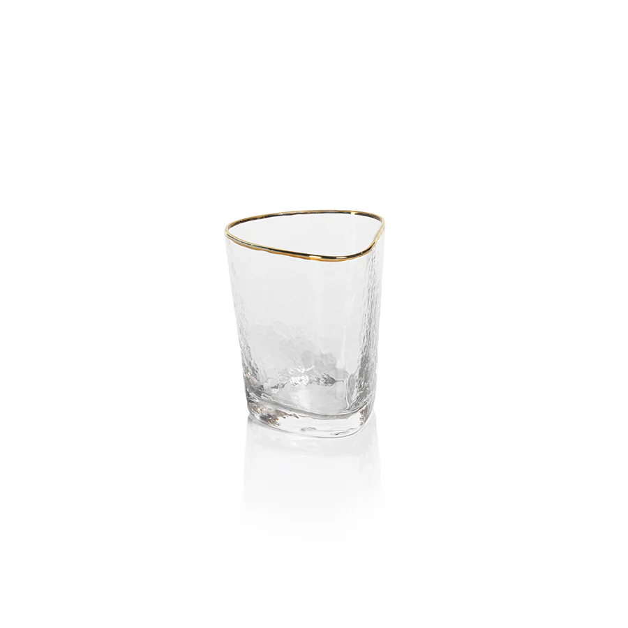 Triangular Double Old Fashioned Glass with Gold Rim