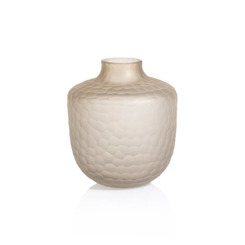 Small Taupe Rosie Frosted Vase