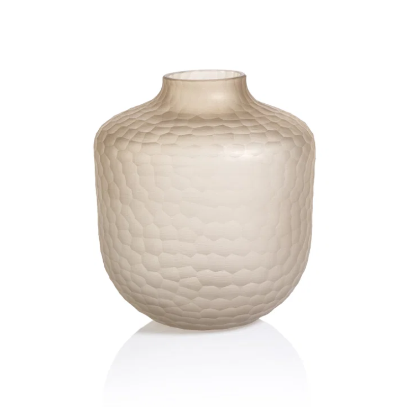 Large Taupe Rosie Frosted Vase