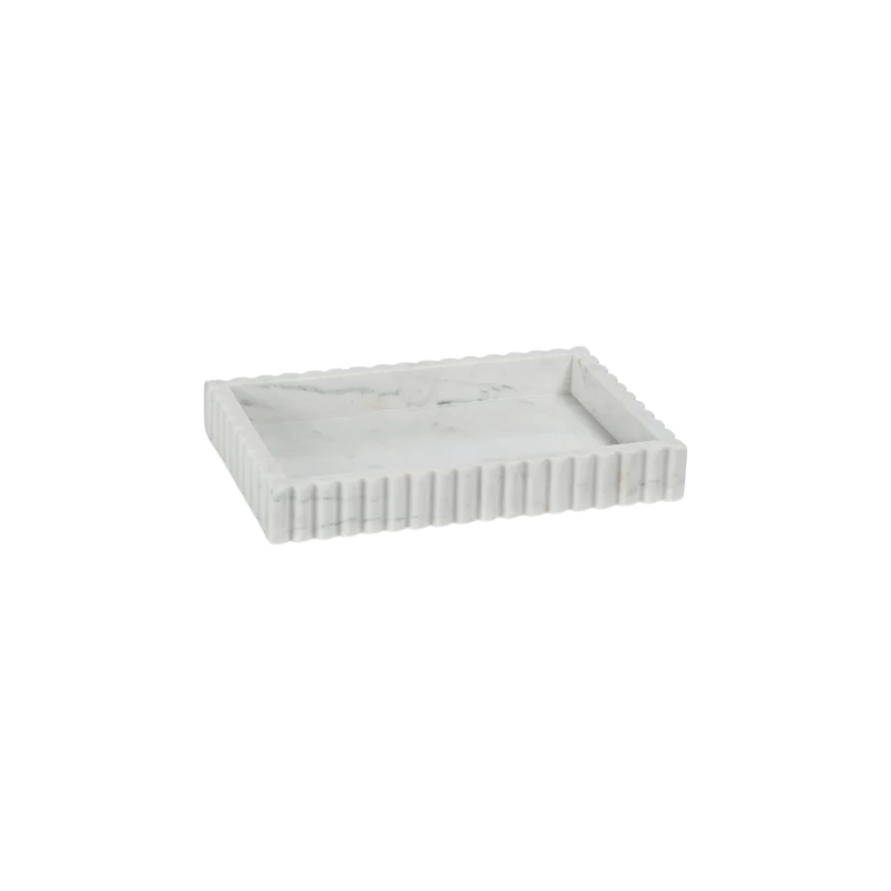 Scalloped Marble White Tray