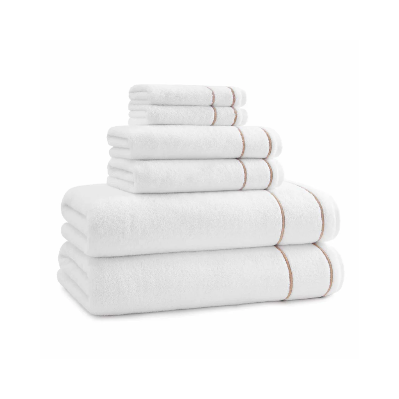 White & Tan Newbury Bath Towel