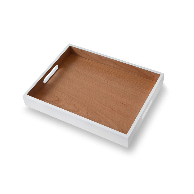 Small Lacca White on Wood Nesting Tray