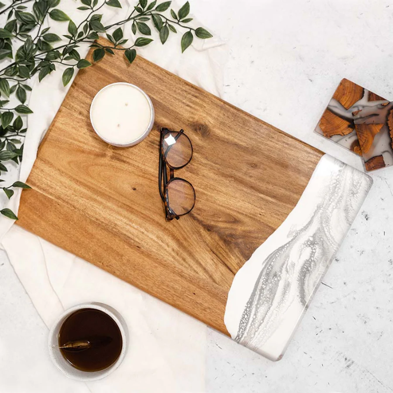 Marble Acacia Bread Board