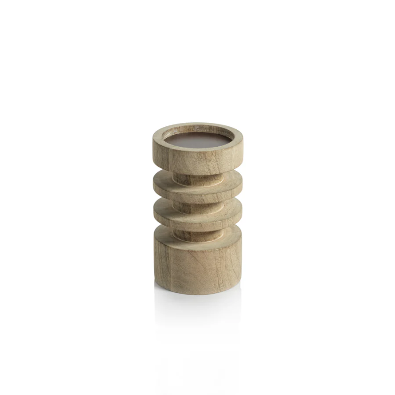 Short Salama Mango Wood Pillar Holder