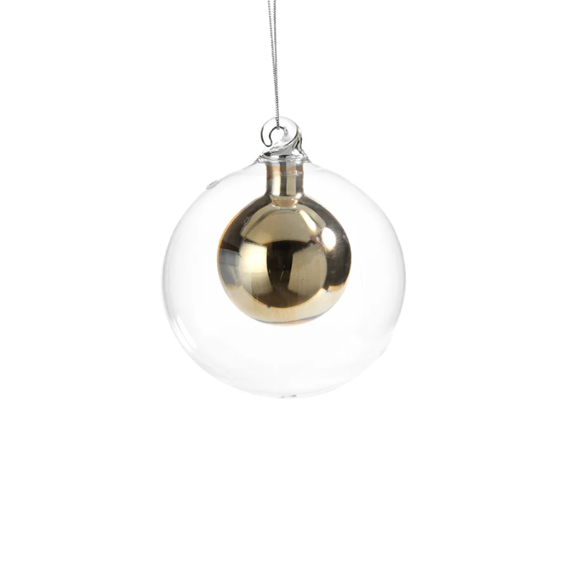Small Double Glass Gold Ornament