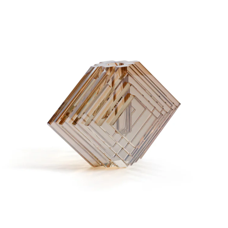 Small Amber Stacked Diamond Vase