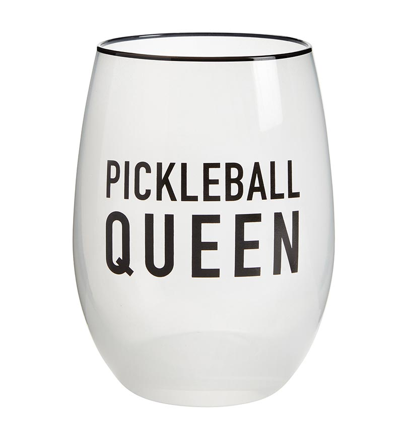 Pickleball Queen Stemless Wine Glass