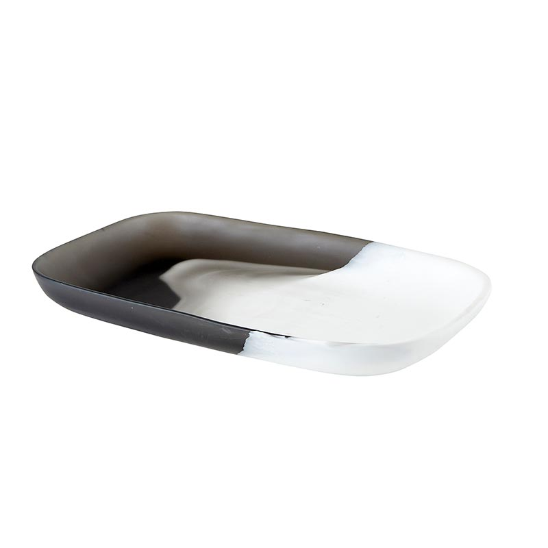 Resin Grey &amp; White Oblong Platter - Boutique Marie Dumas