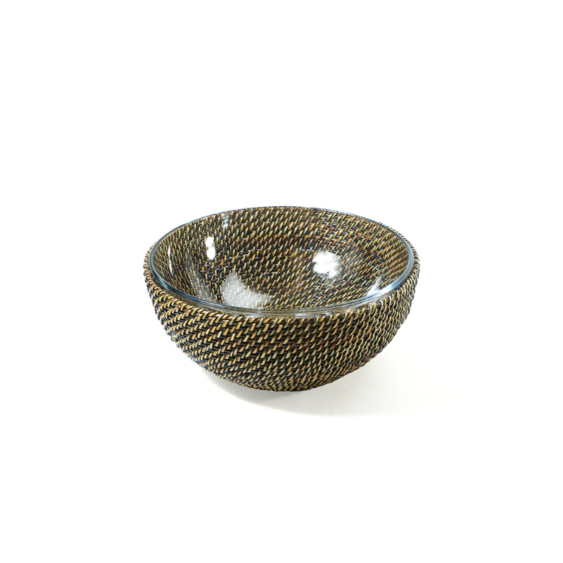 Round Glass Serving Bowl with Basket