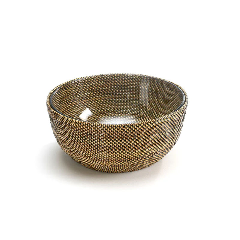 Round Glass Salad Bowl with Basket