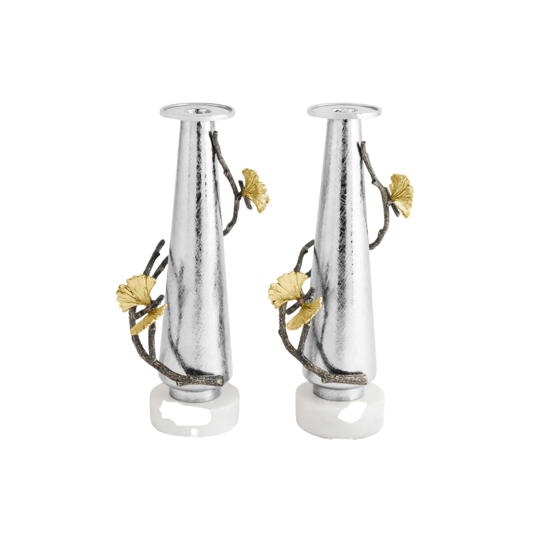 Michael Aram Butterfly Ginkgo Silver Candleholders