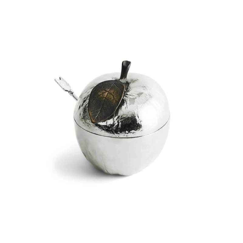 Michael Aram Silver Apple Honey Pot with Spoon