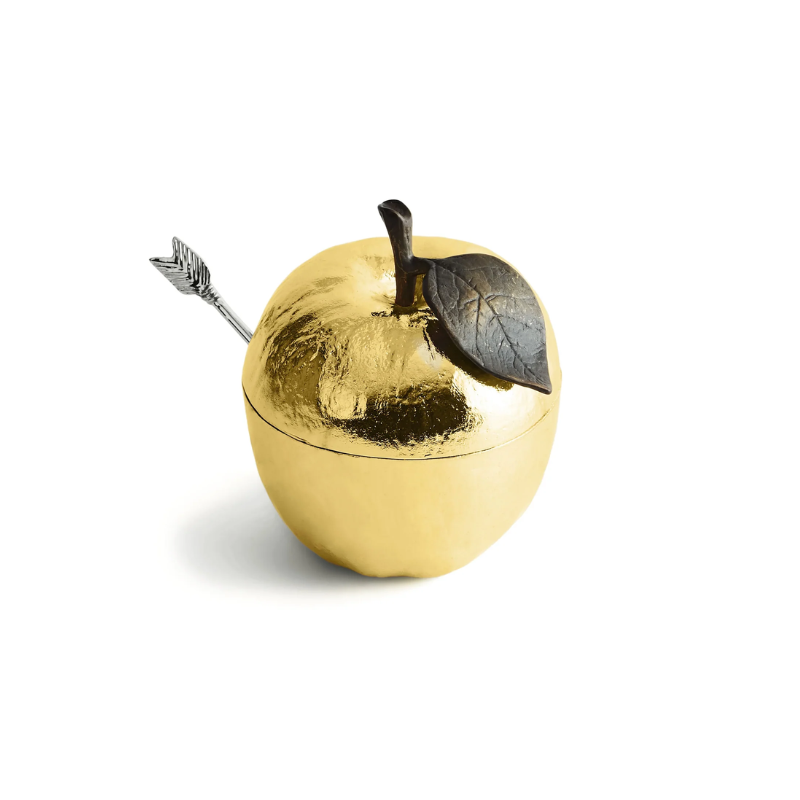 Michael Aram Gold Apple Honey Pot W/ Spoon