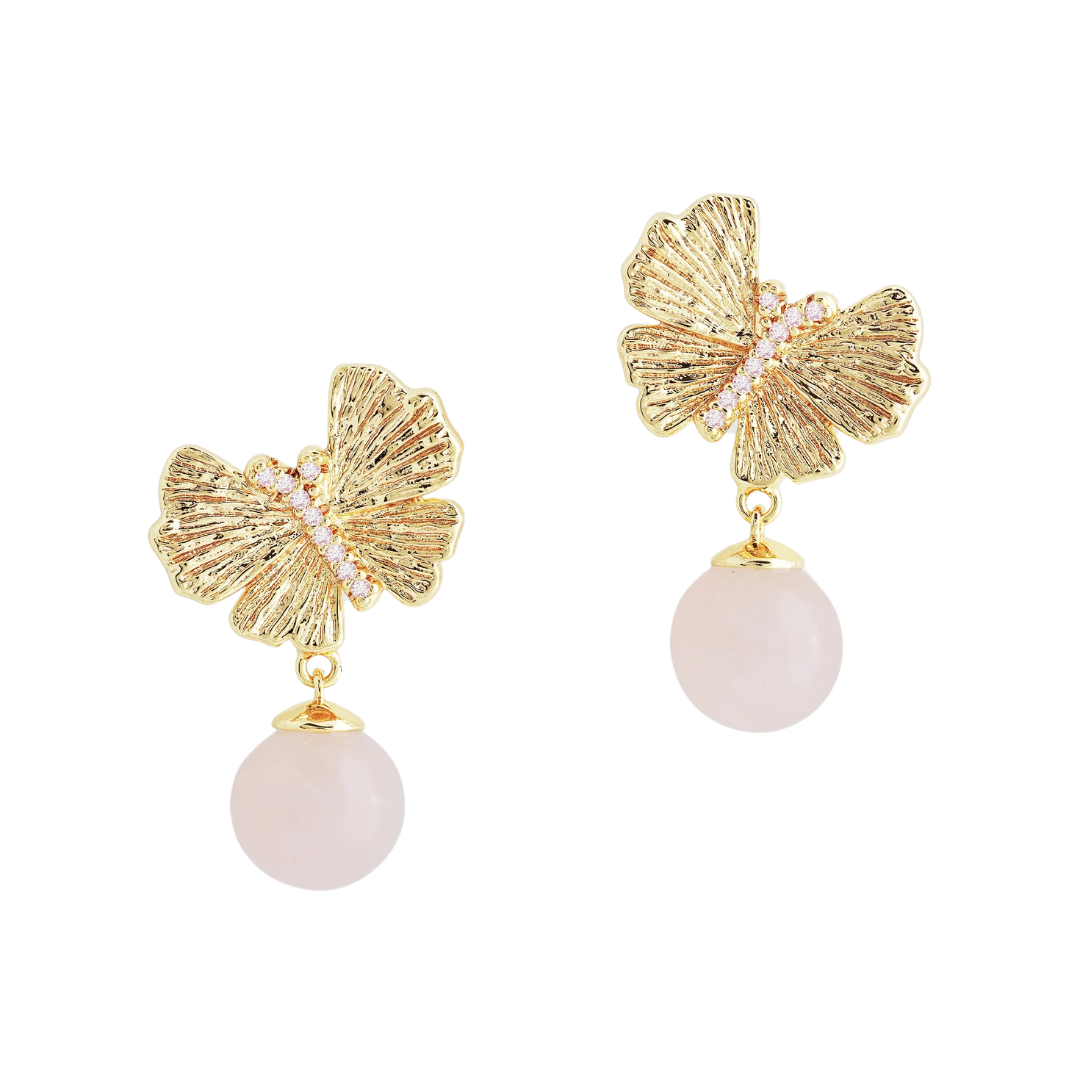 Anabel Aram Butterfly Stud Earrings with Quartz