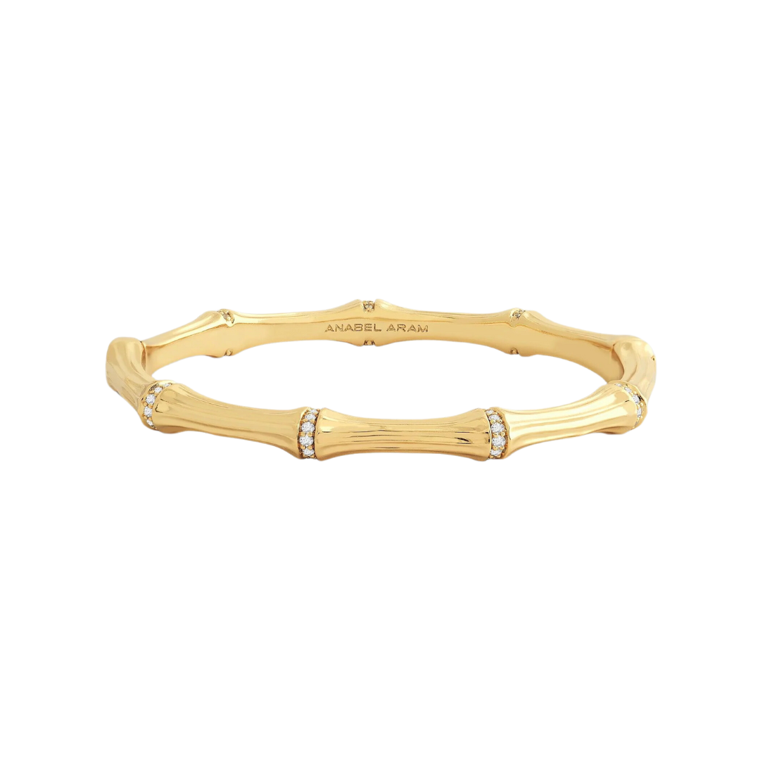 Anabel Aram Bamboo Gold Hinged Bangle