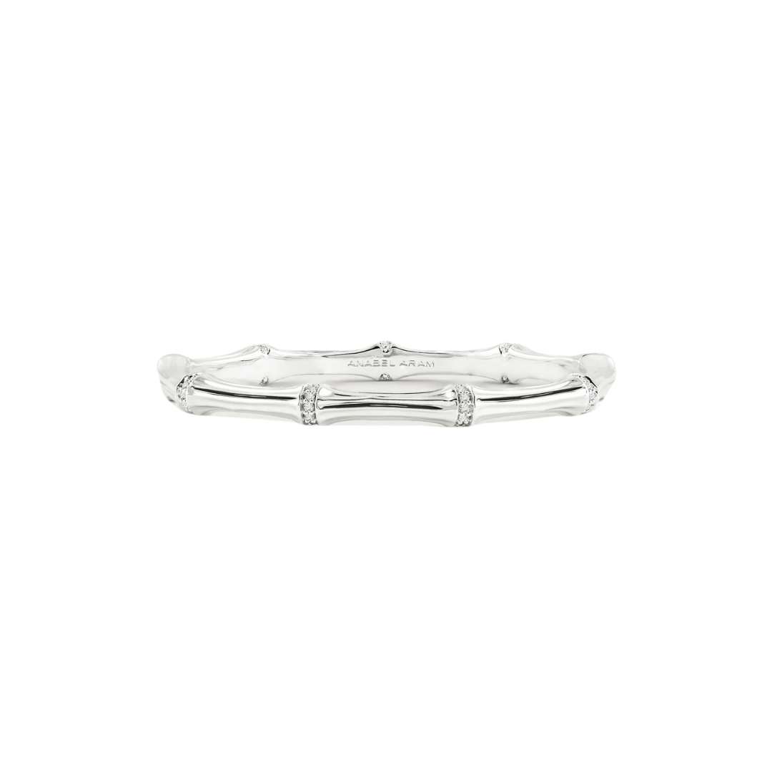 Anabel Aram Bamboo Silver Hinged Bangle