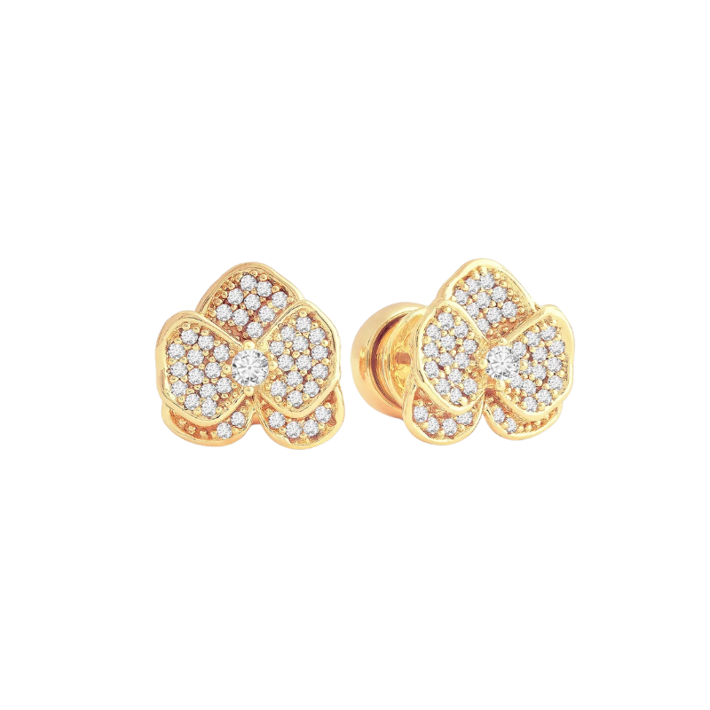 Anabel Aram Gold Pavé Orchid Stud Earrings