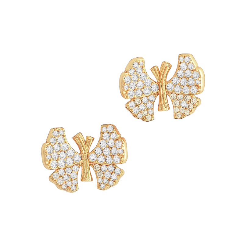 Anabel Aram White Pavé Butterfly Stud Earrings
