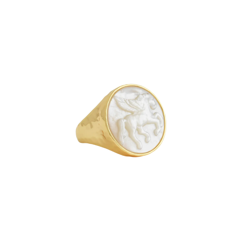 Anabel Aram Pegasus MOP Coin Signet Ring