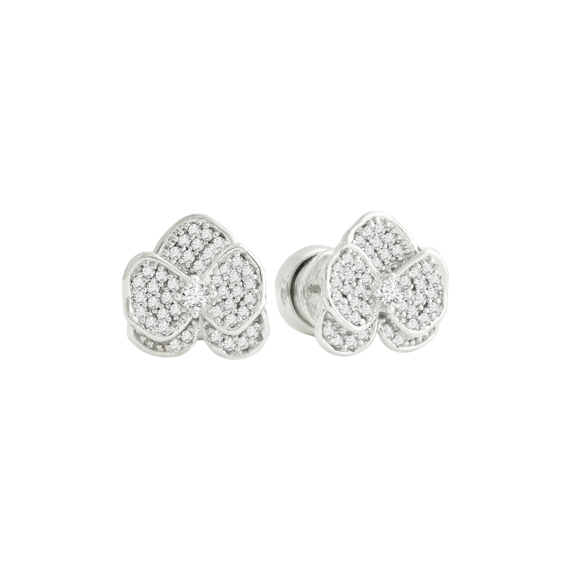 Anabel Aram Silver Pavé Orchid Stud Earrings