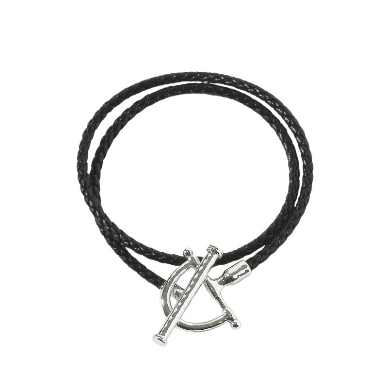 Anabel Aram Silver Cheval Leather Bracelet