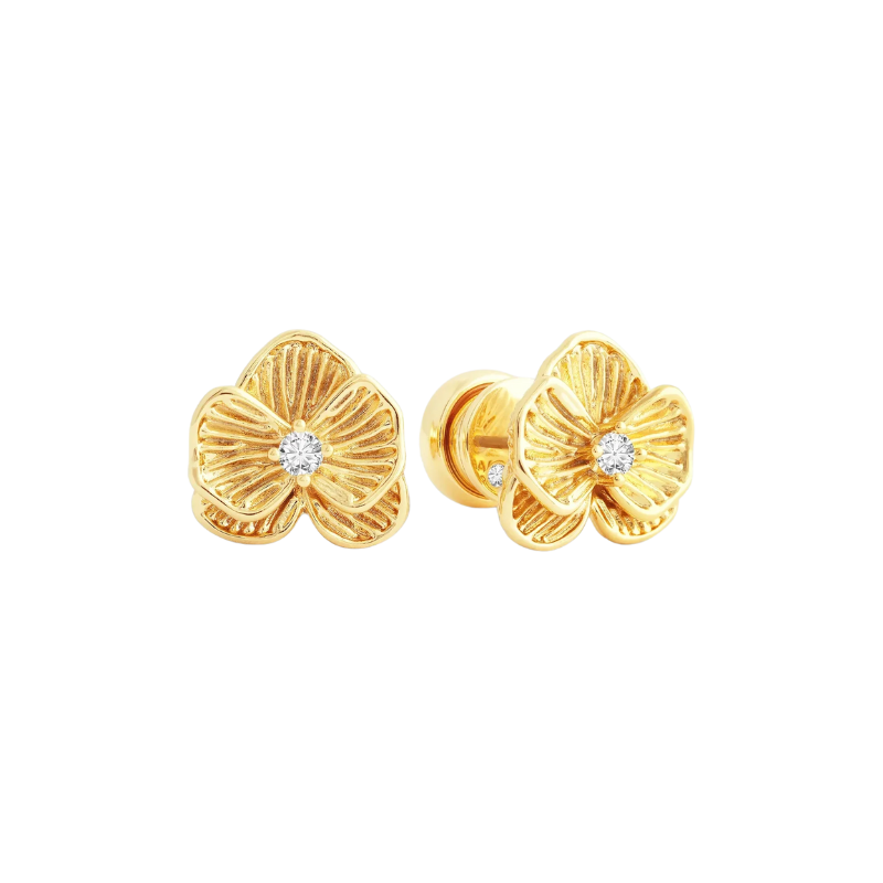 Anabel Aram Gold Orchid Stud Earrings