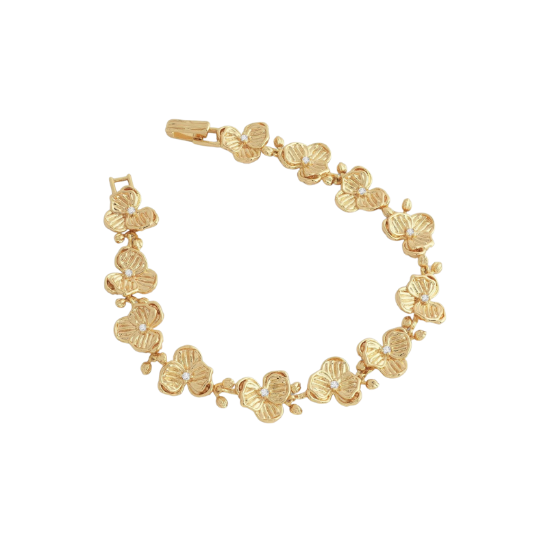 Anabel Aram Gold Orchid Link Bracelet