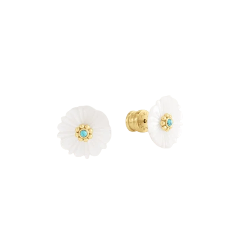 Anabel Aram Milos Carved MOP Flower Studs