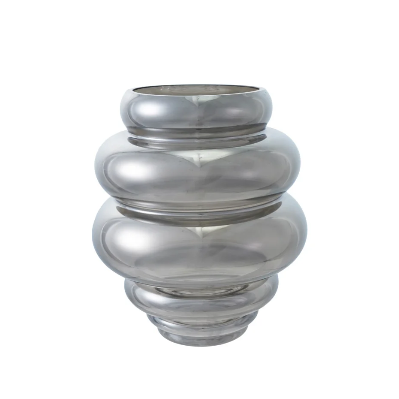 Ribbed Chromed Glass Vase