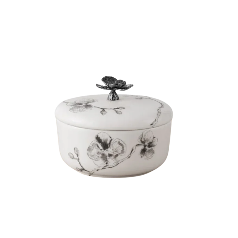 Michael Aram Black Orchid Porcelain Container