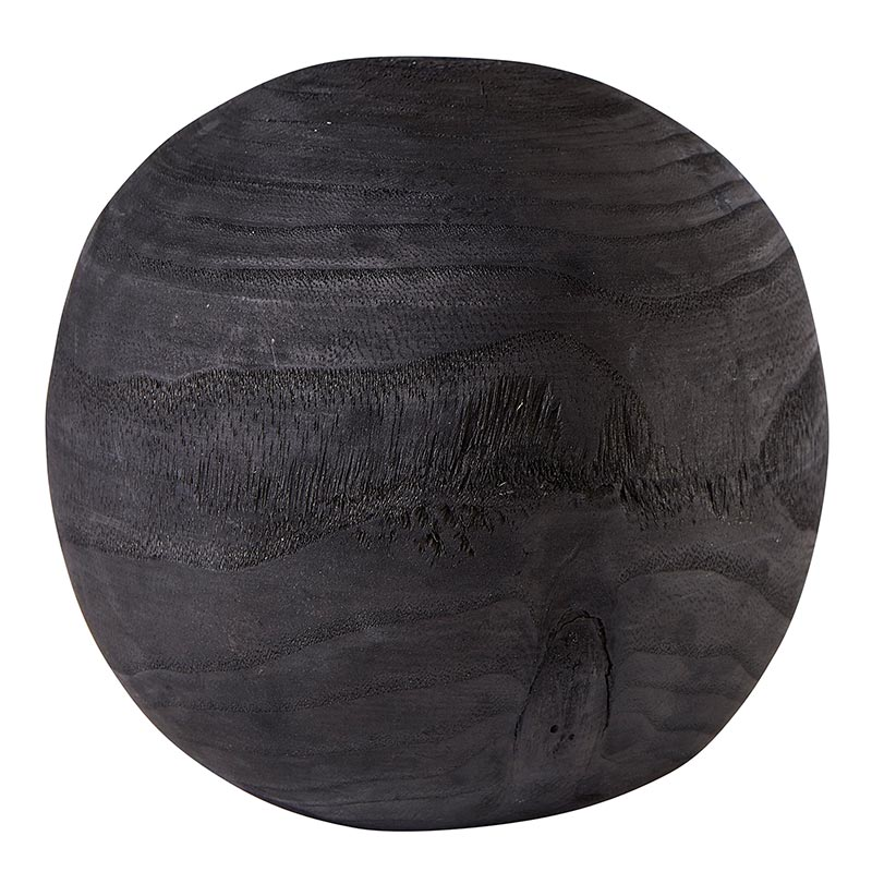 Large Black Wood Sphere