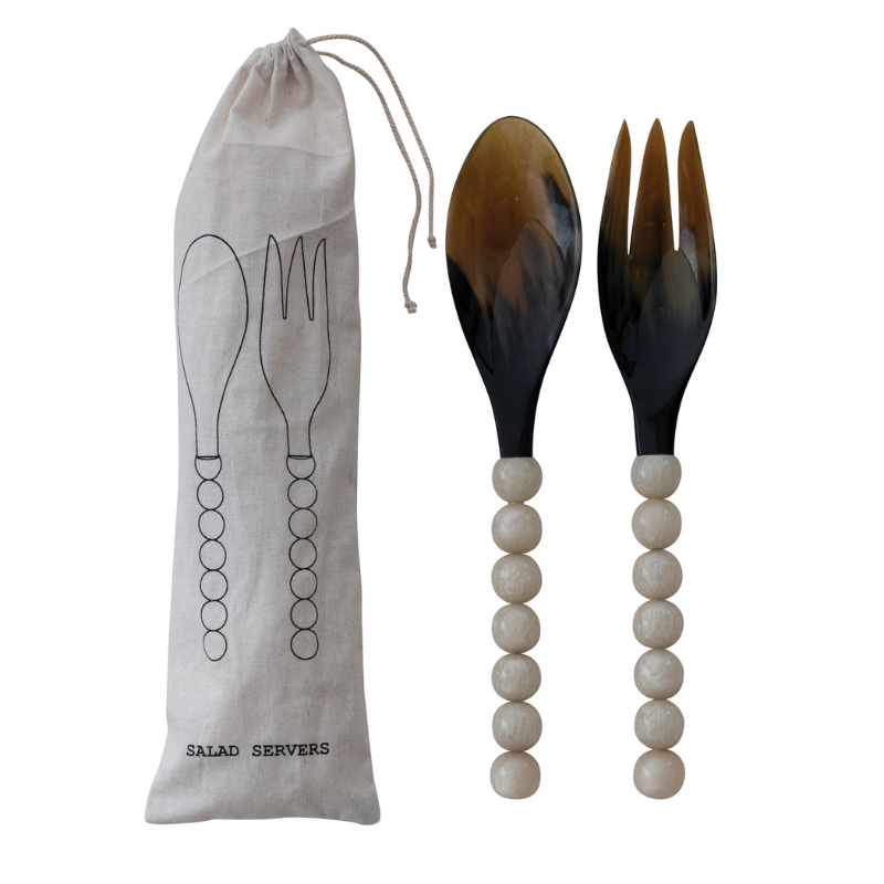 Marbled Horn Salad Servers