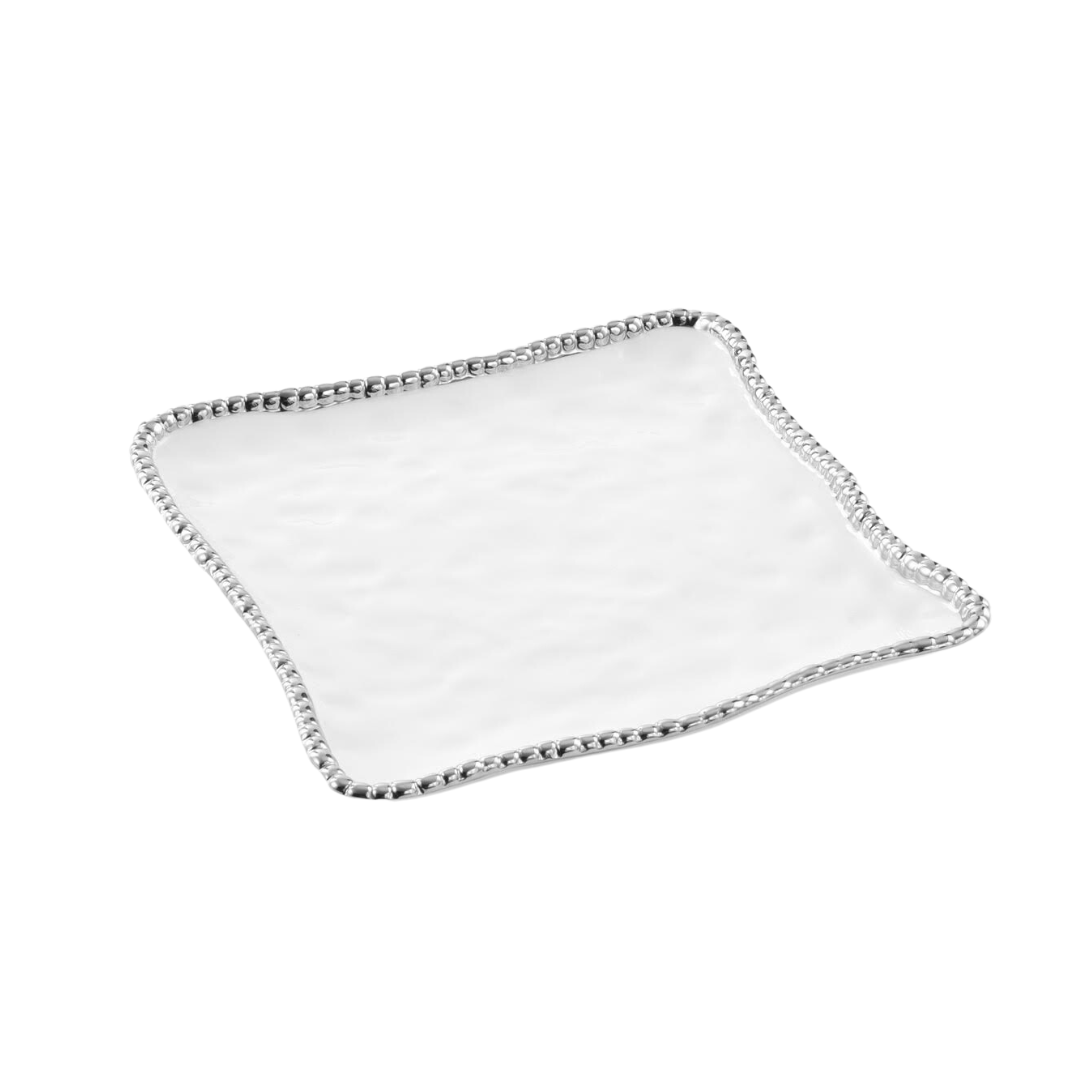 Porcelain White &amp; Silver Serving Platter