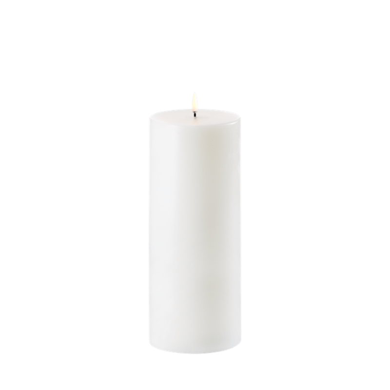 Smooth White LED Pillar Candle 10x25cm