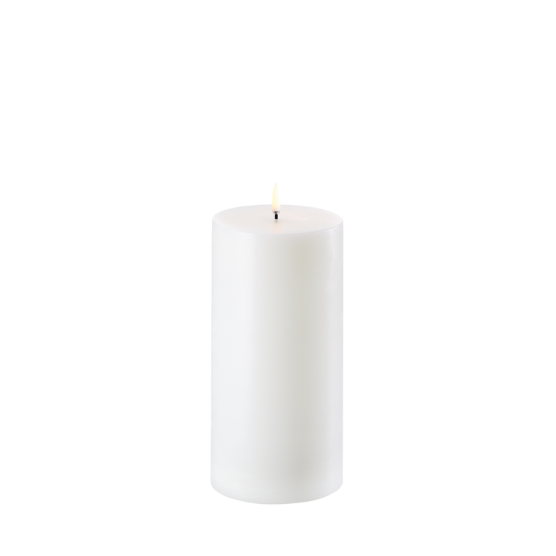 Smooth White LED Pillar Candle 10x20cm