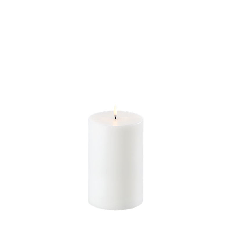 Smooth White LED Pillar Candle 10x15cm