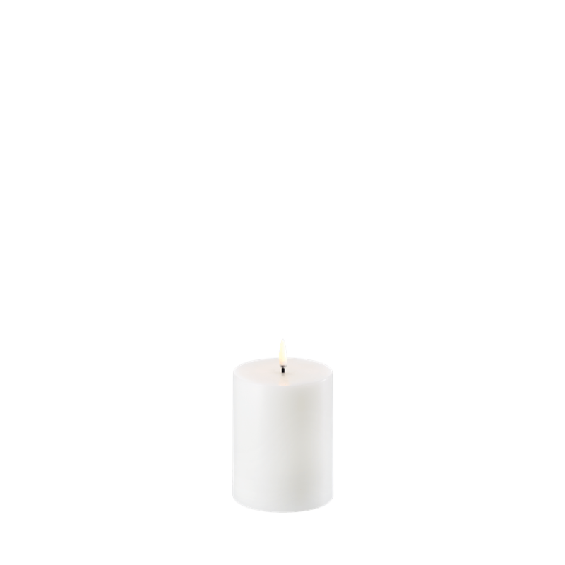 Smooth White LED Pillar Candle 8x10cm