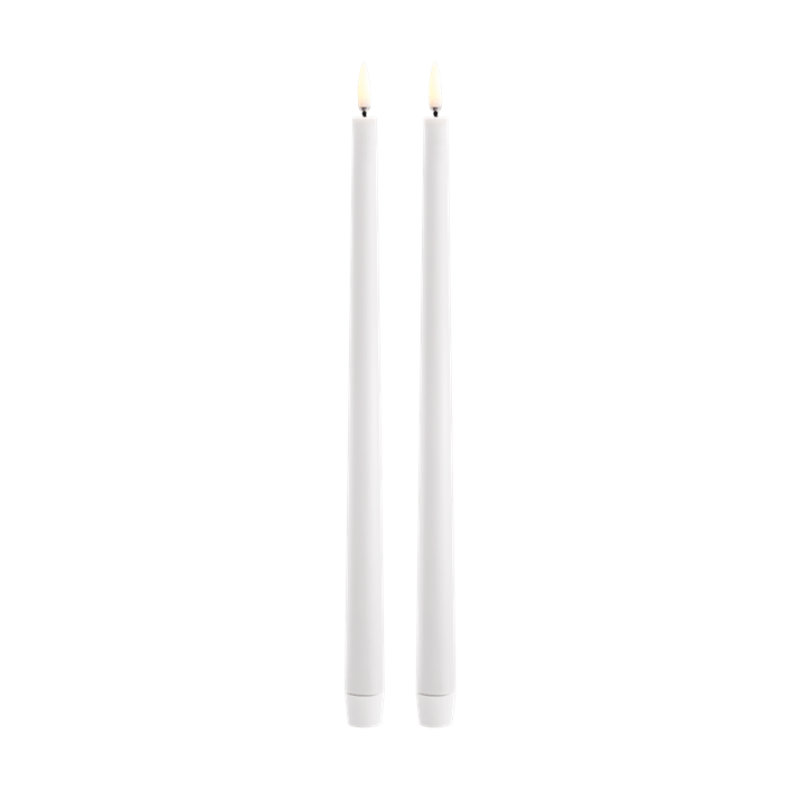 Slim White LED Taper Candle Set