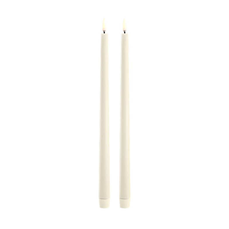 Slim Ivory LED Taper Candle Set