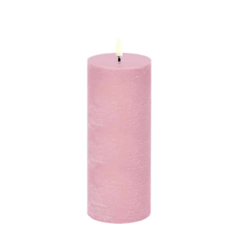 Large Rose Rustic LED Pillar Candle