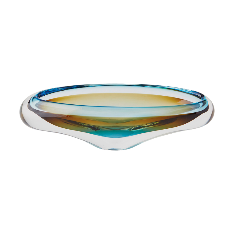 Turquoise &amp; Beige Canoe Bowl