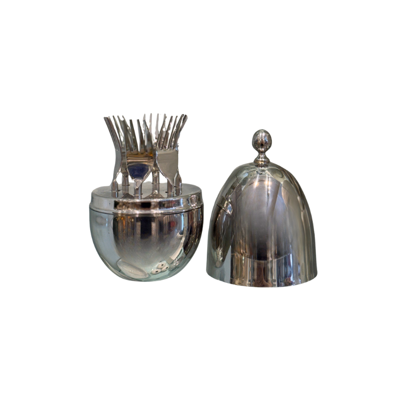 Egg Domed Holder with Dessert Forks