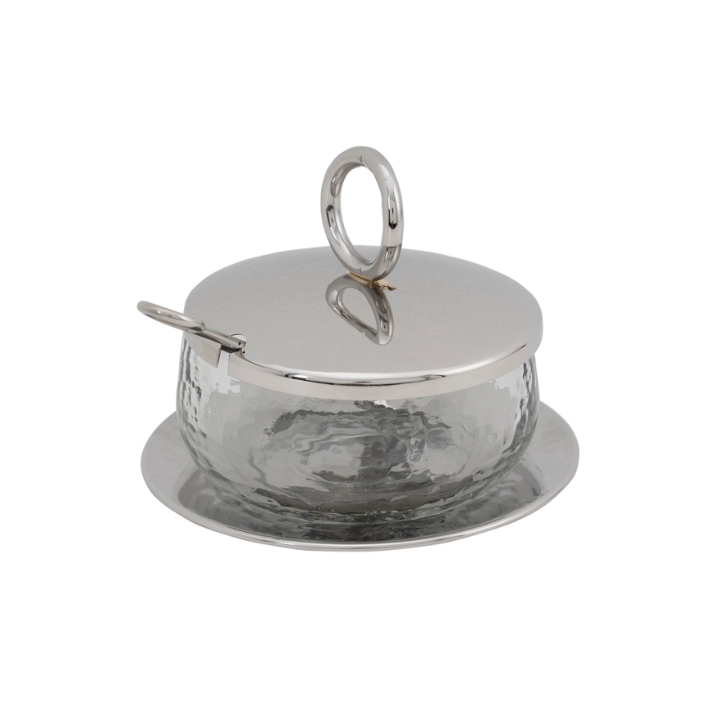 Sphere Honey Bowl With Silver Plate