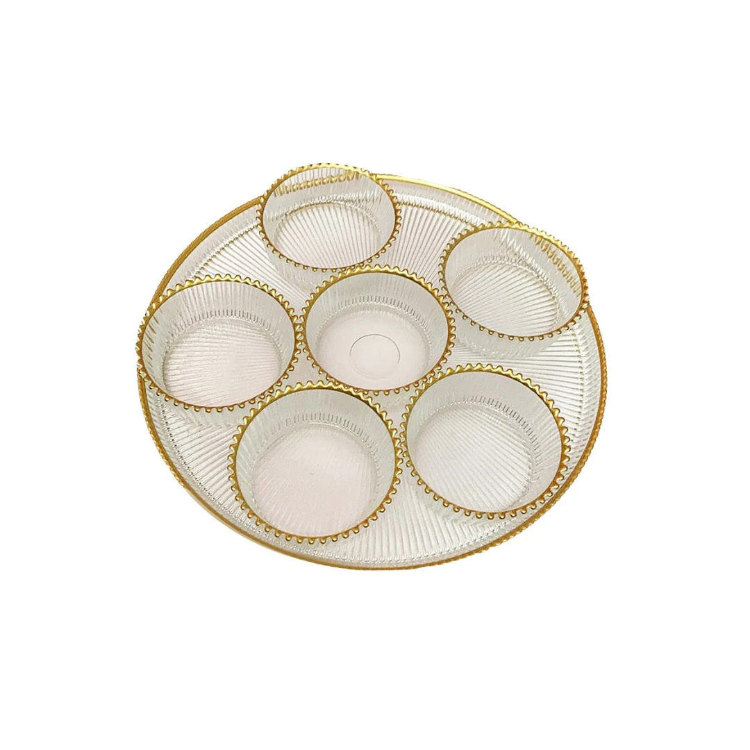 Glass Seder Tray With Gold Trim