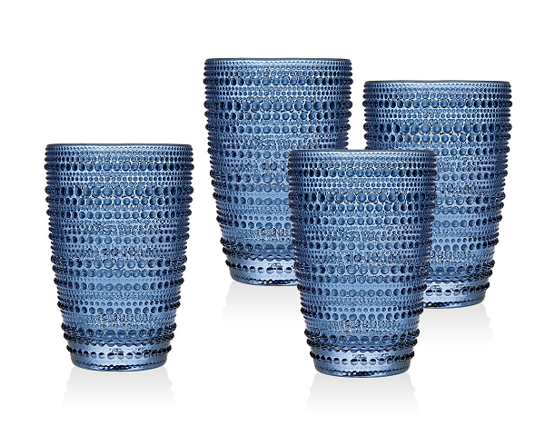 Set of 4 Blue Rain Drop Hiball