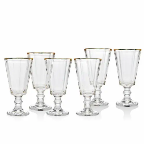 Set of 6 Gold Rim Shot Glasses