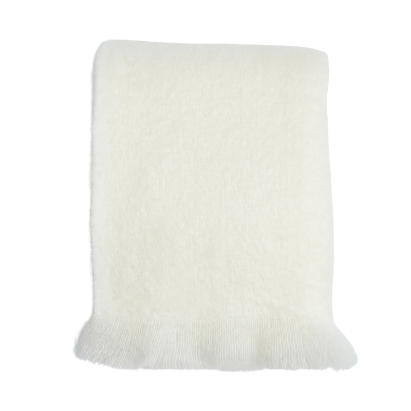 Off-White Mohair Throw