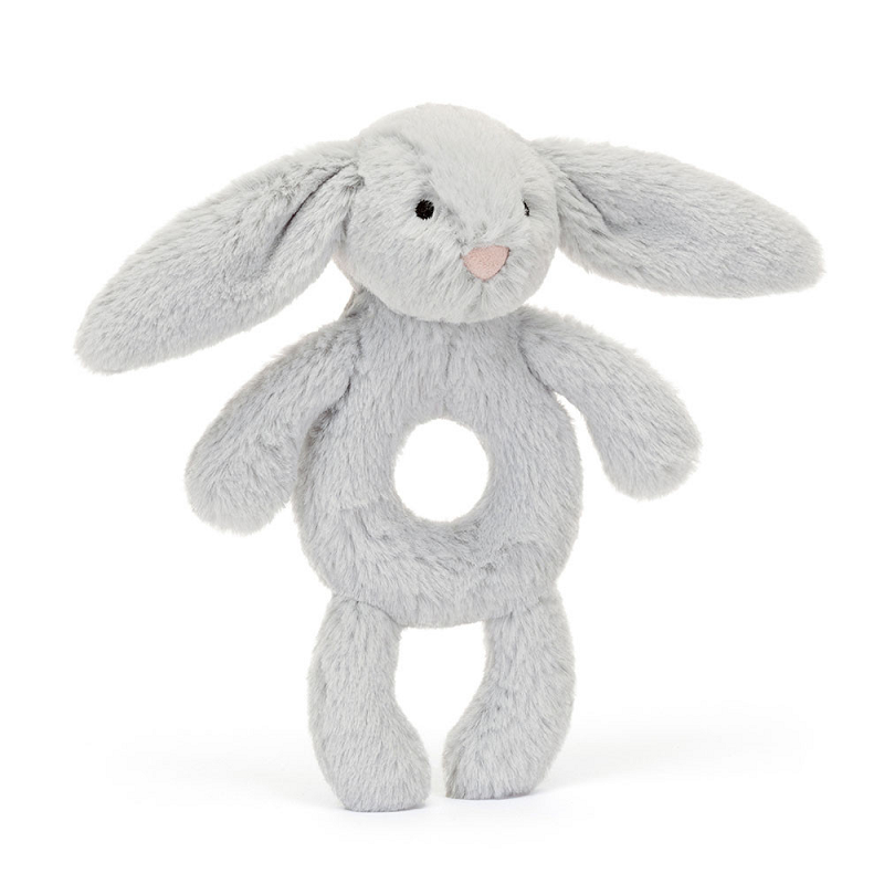 Grey Bunny Ring Rattle