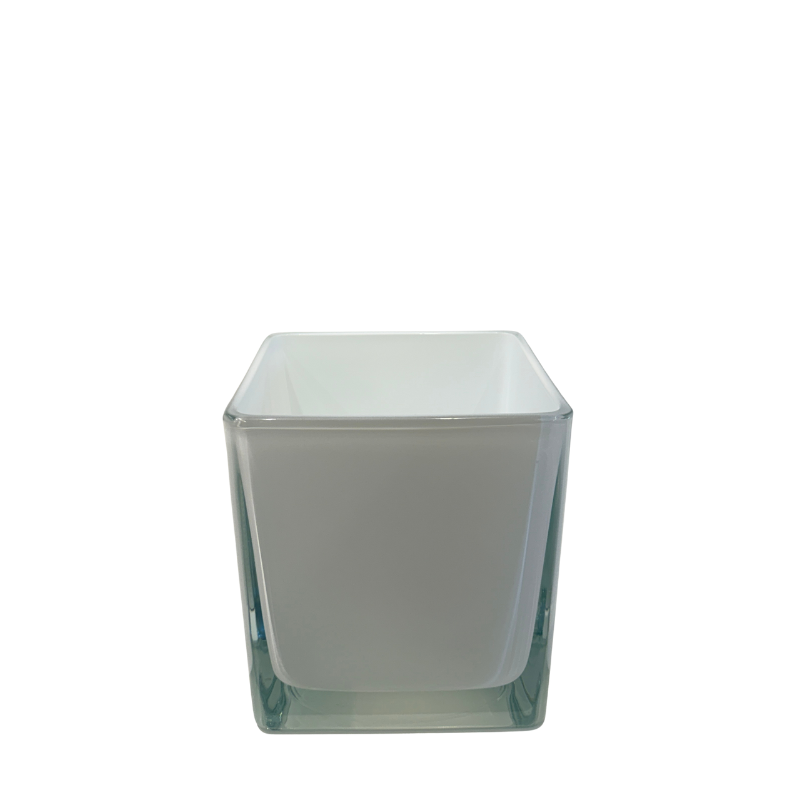 White Glass Square Vase
