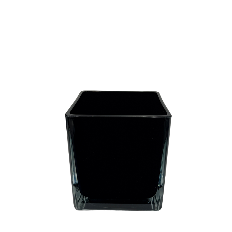 Black Glass Square Vase